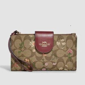 Coach C8729 Phone Wallet In Signature Canvas With Wildflower Print